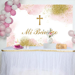 Aperturee - Mi Bautizo Cross Boho Baptism Backdrop For Girl