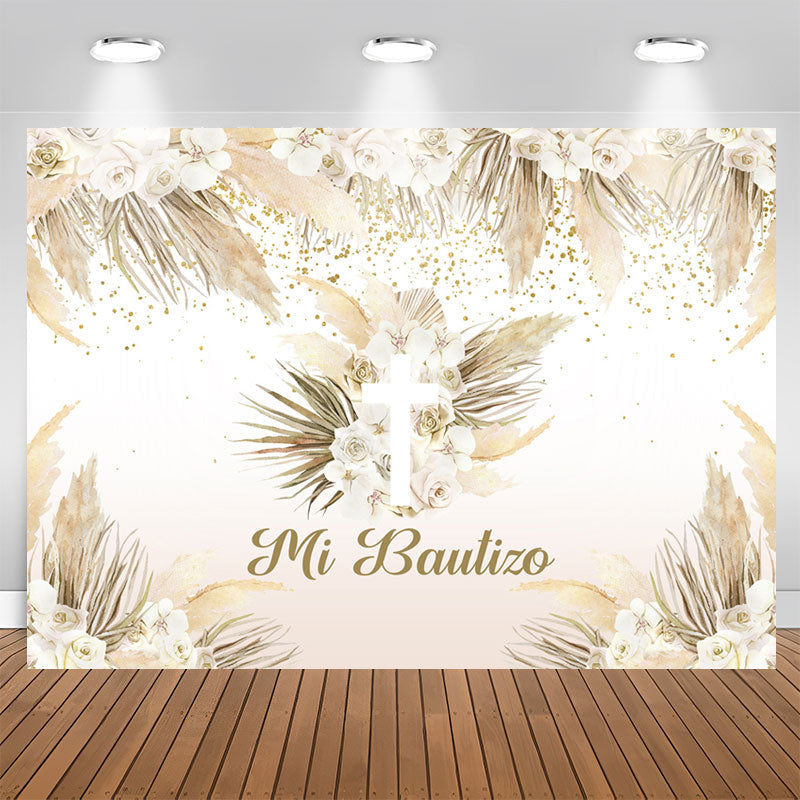 Aperturee - Mi Bautizo Floral Themed Boho Baby Shower Backdrop