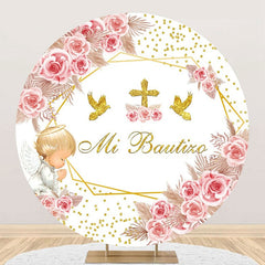 Aperturee - Mi Bautizo White Floral Angel Baby Baptism Backdrop