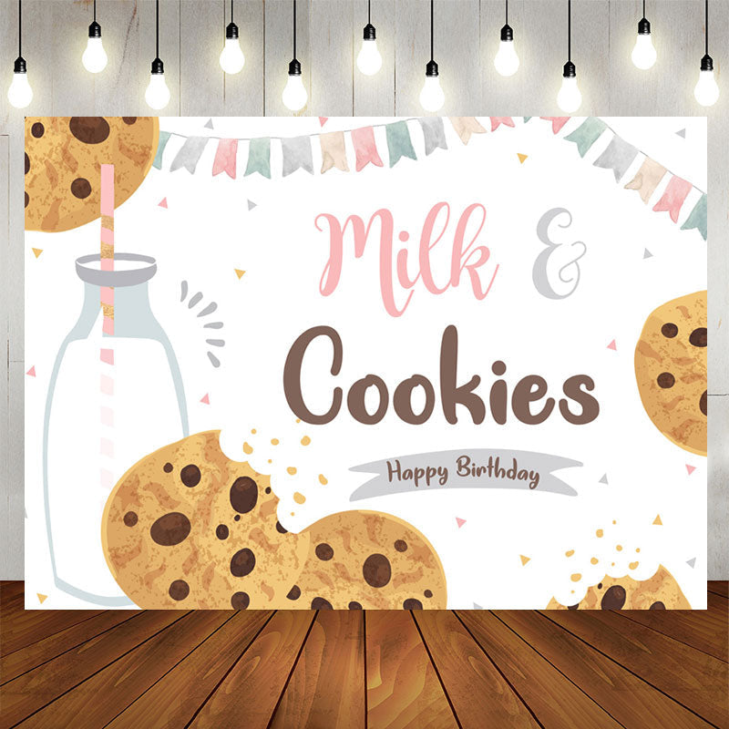 Aperturee - Milk And Cookies Food Lovely Happy Birthday Backdrop