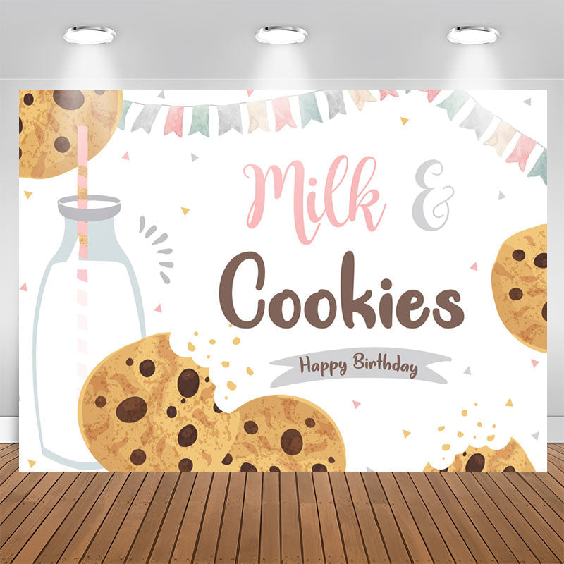 Aperturee - Milk And Cookies Food Lovely Happy Birthday Backdrop