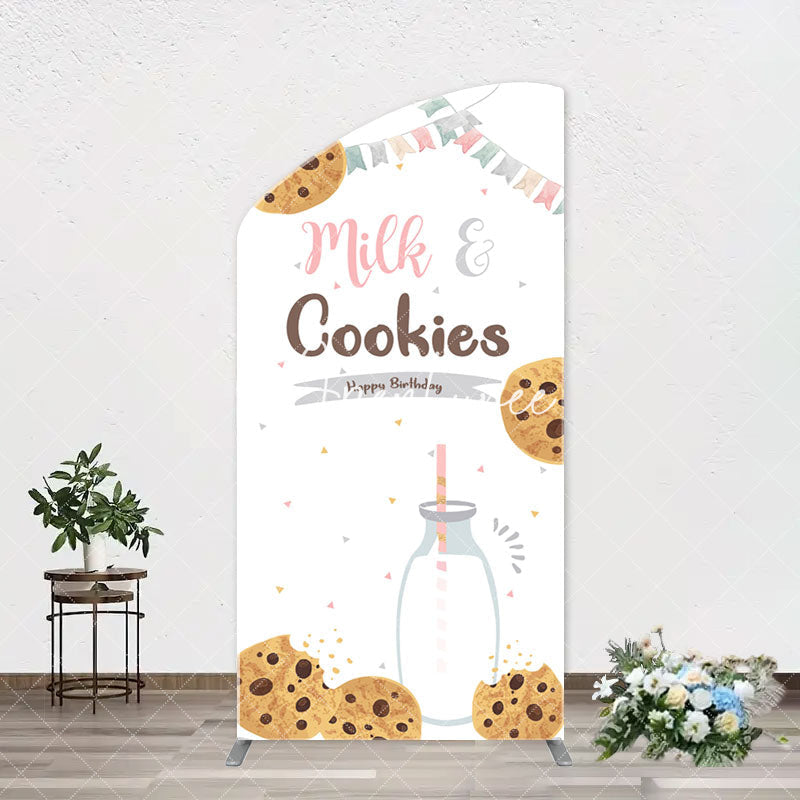 Aperturee - Mink And Cookies Healthy White Arch Birthday Backdrop