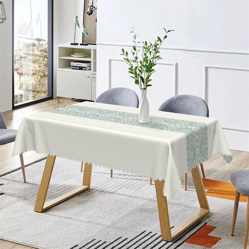 Aperturee - Mint Green Traditional Pattern Rectangle Tablecloth