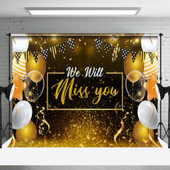 Aperturee - Miss You Glitter Balloons Ribbon Retirement Backdrop