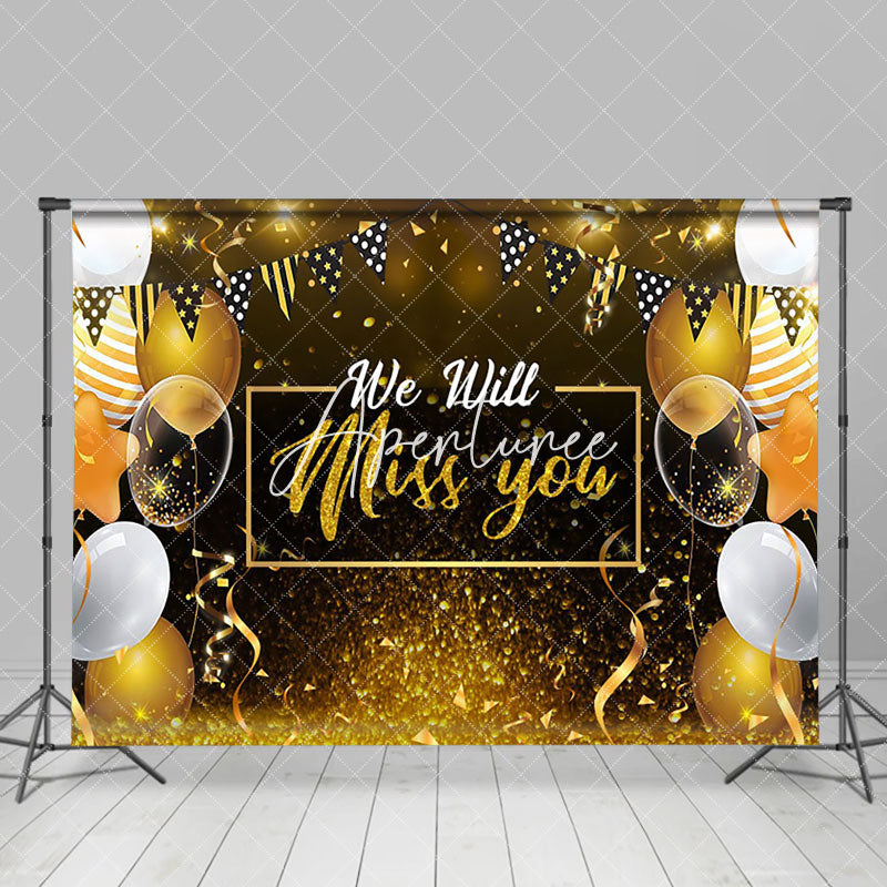 Aperturee - Miss You Glitter Balloons Ribbon Retirement Backdrop