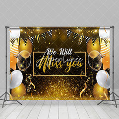 Aperturee - Miss You Glitter Balloons Ribbon Retirement Backdrop