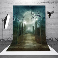 Aperturee - Misty Creepy Forest Full Moon Halloween Backdrop