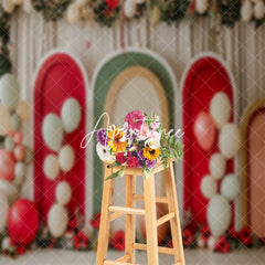 Aperturee - Modern Arch Balloons Floral Wedding Photo Backdrop