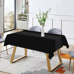 Aperturee - Modern Black Checkered Lines Rectangle Tablecloth