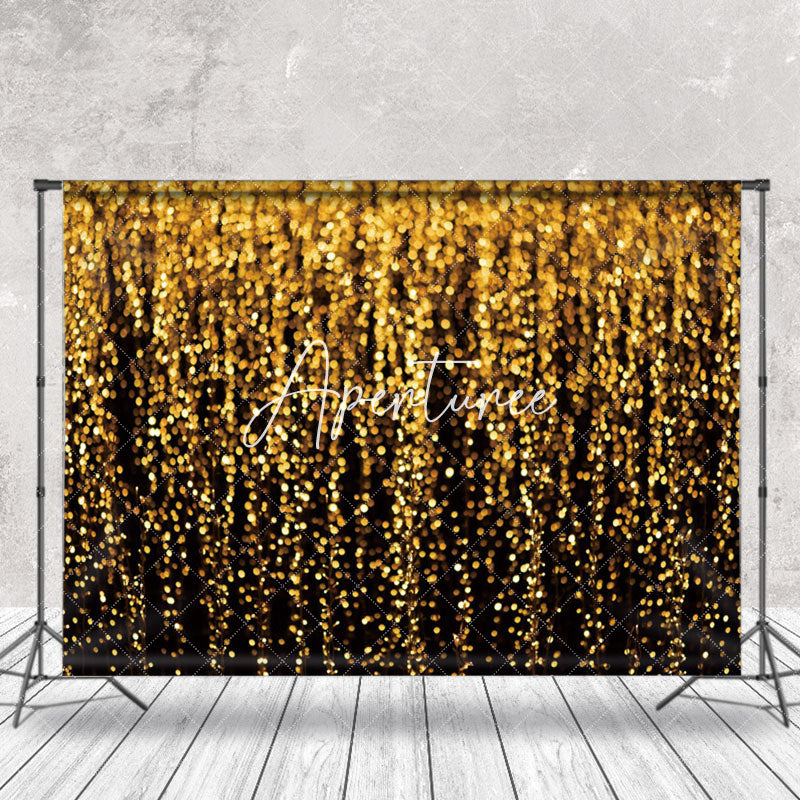 Aperturee - Modern Black Gold Sequins Bokeh Photography Backdrop