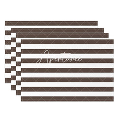 Aperturee - Modern Brown White Stripe Dining Set Of 4 Placemats