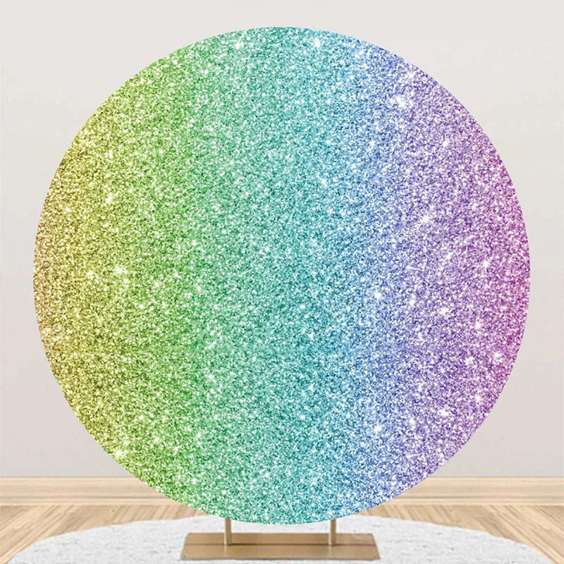 Aperturee - Modern Colorful Glitter Round Birthday Backdrop