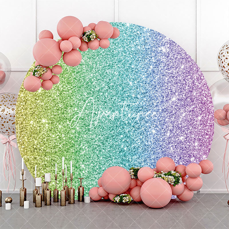 Aperturee - Modern Colorful Glitter Round Birthday Backdrop