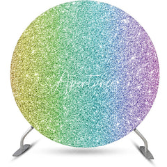 Aperturee - Modern Colorful Glitter Round Birthday Backdrop