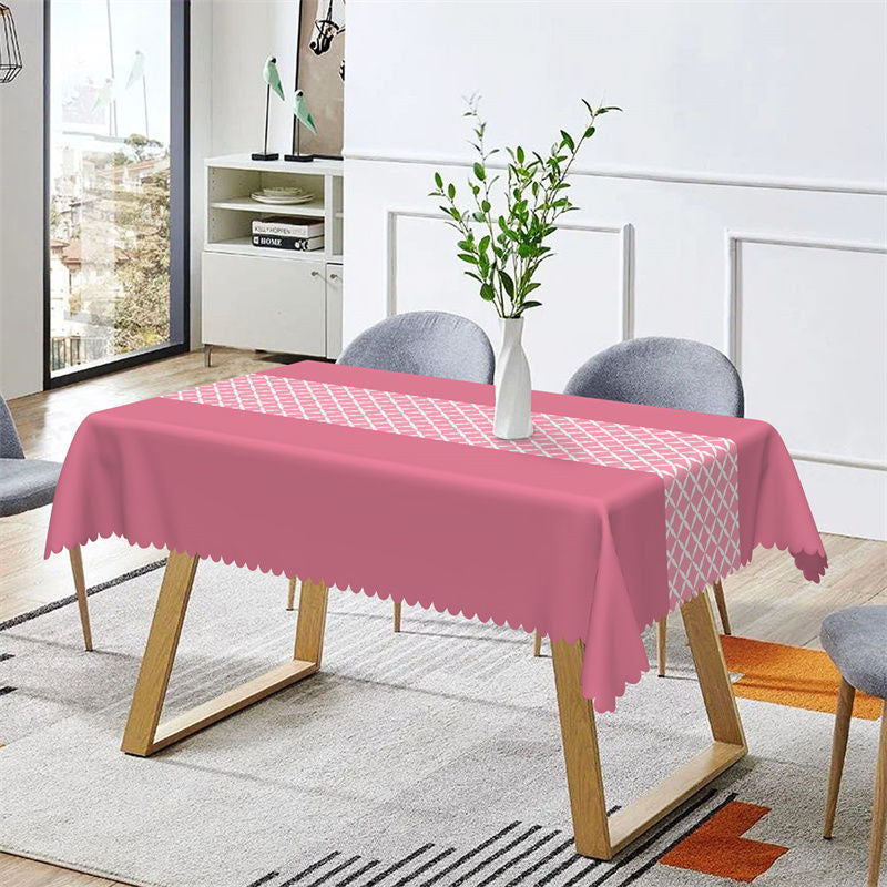 Aperturee - Modern Dark Pink Argyle Pattern Rectangle Tablecloth