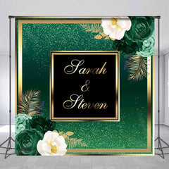 Aperturee - Modern Floral Green Gold Custom Wedding Backdrop