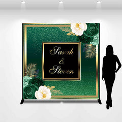 Aperturee - Modern Floral Green Gold Custom Wedding Backdrop