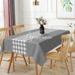 Aperturee - Modern Gingham Indoor Black Rectangle Tablecloth