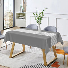 Aperturee - Modern Gray White Checkered Rectangle Tablecloth