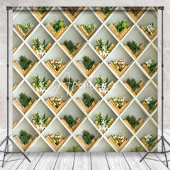 Aperturee - Modern Green Plant Floral Shelf Backdrop For Photo