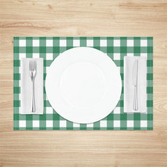 Aperturee - Modern Green White Plaid Dining Set Of 4 Placemats