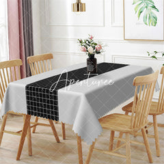 Aperturee - Modern Grey Black Checkered Rectangle Tablecloth