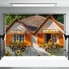 Aperturee - Modern House Sunflower Spring Window Photo Backdrop