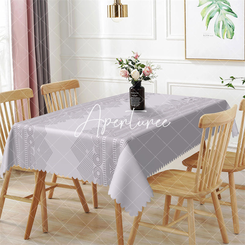 Aperturee - Modern Lilac Irregular Stripes Rectangle Tablecloth