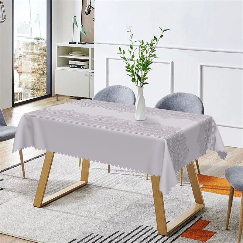 Aperturee - Modern Lilac Irregular Stripes Rectangle Tablecloth