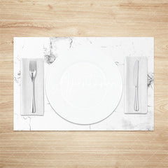 Aperturee - Modern Luxury White Grey Marble Set Of 4 Placemats