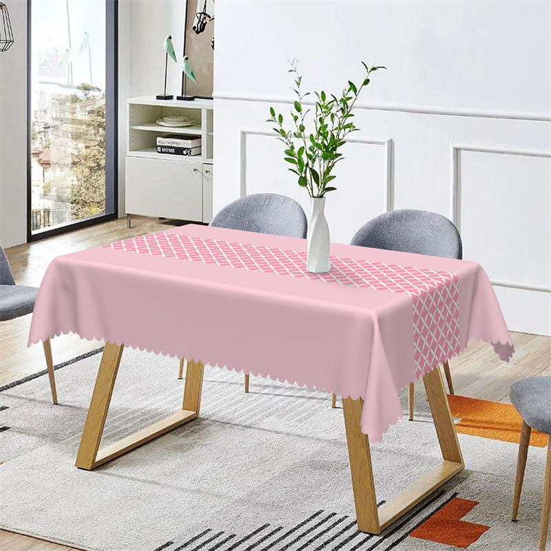 Aperturee - Modern Pink Argyle Patterns Rectangle Tablecloth