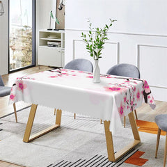 Aperturee - Modern Pink Flowers Spring Rectangle Tablecloth