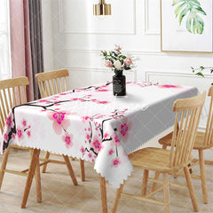 Aperturee - Modern Pink Flowers Spring Rectangle Tablecloth