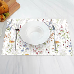 Aperturee - Modern Pretty Colorful Flowers Set Of 4 Placemats