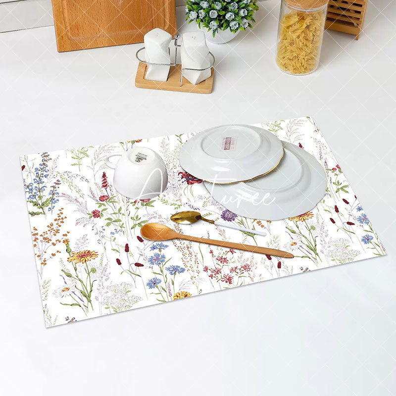 Aperturee - Modern Pretty Colorful Flowers Set Of 4 Placemats