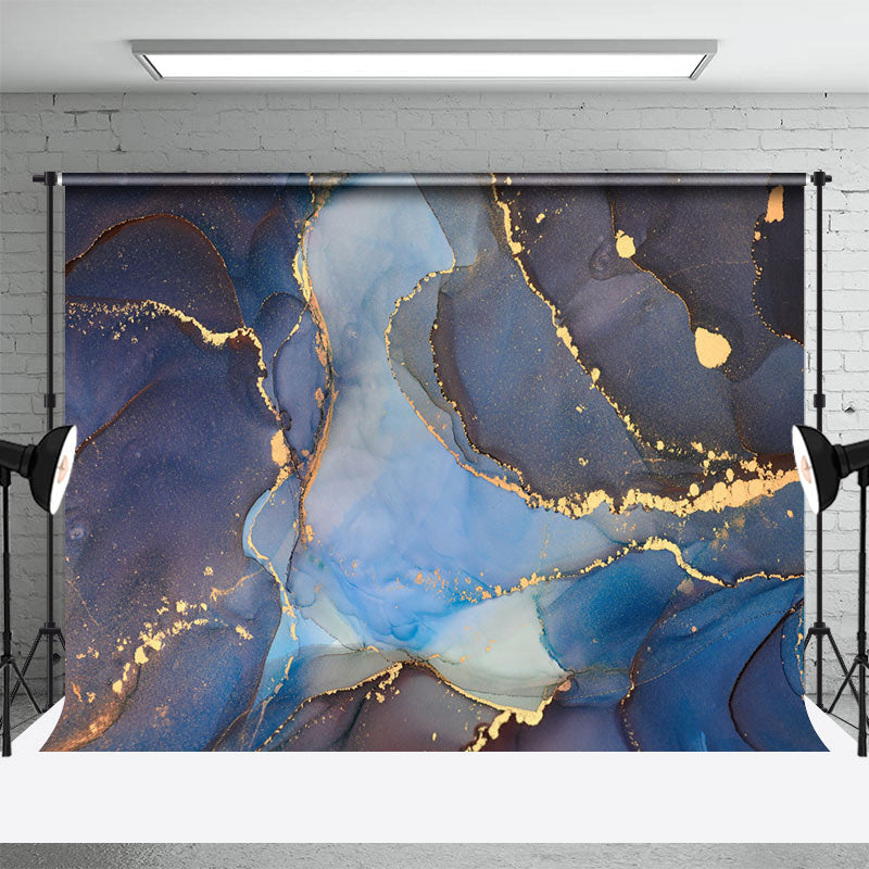 Aperturee - Modern Purple Blue Gold Marbled Photo Booth Backdrop