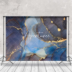 Aperturee - Modern Purple Blue Gold Marbled Photo Booth Backdrop