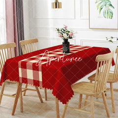 Aperturee - Modern Red Plaid Rectangle Tablecloth For Christmas