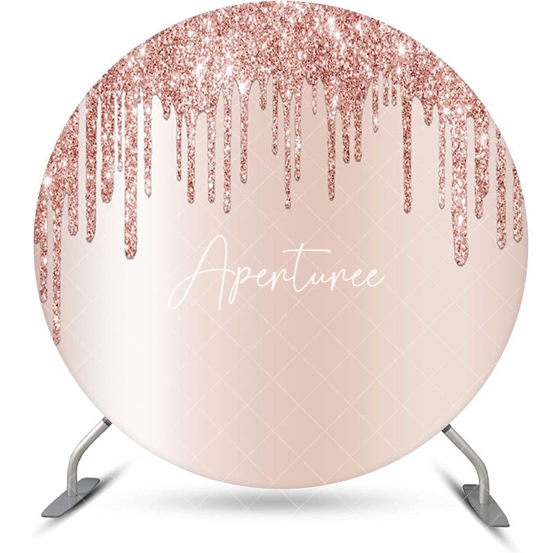 Aperturee - Modern Rose Gold Glitter Round Birthday Backdrop