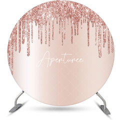 Aperturee - Modern Rose Gold Glitter Round Birthday Backdrop