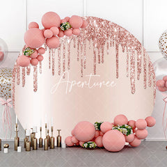 Aperturee - Modern Rose Gold Glitter Round Birthday Backdrop