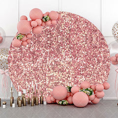 Aperturee - Modern Rose Gold Sequins Round Birthday Backdrop