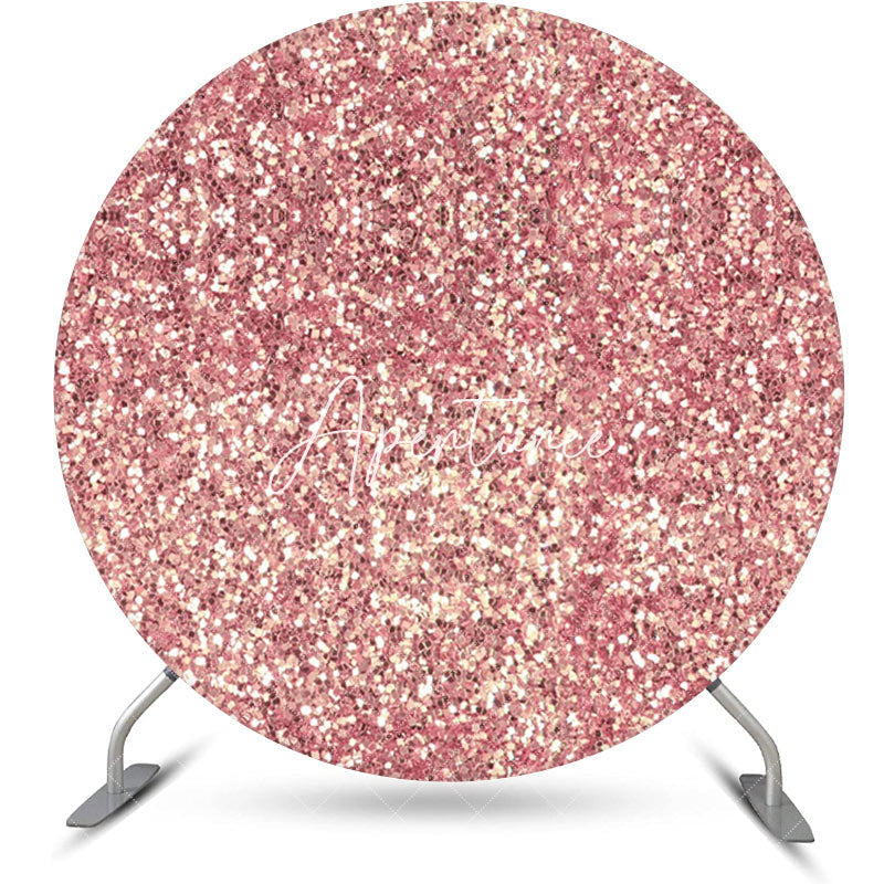 Aperturee - Modern Rose Gold Sequins Round Birthday Backdrop