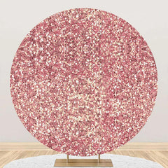 Aperturee - Modern Rose Gold Sequins Round Birthday Backdrop