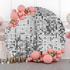 Aperturee - Modern Silver Metal Plaid Round Birthday Backdrop