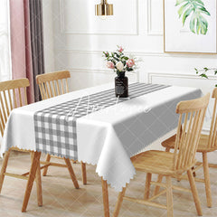 Aperturee - Modern Simple Gray Checkered Rectangle Tablecloth