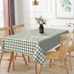 Aperturee - Modern Simple Green White Argyle Rectangle Tablecloth