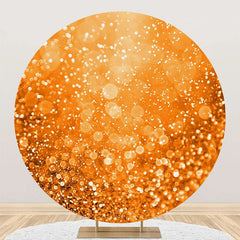 Aperturee - Modern Sparkling Orange Round Birthday Backdrop