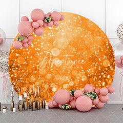 Aperturee - Modern Sparkling Orange Round Birthday Backdrop