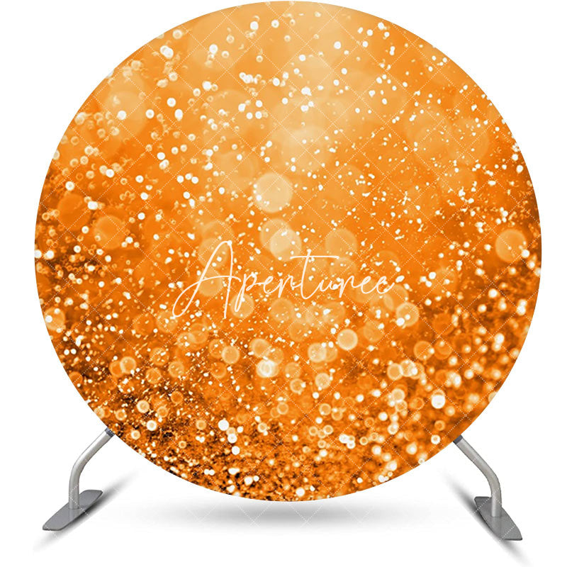 Aperturee - Modern Sparkling Orange Round Birthday Backdrop